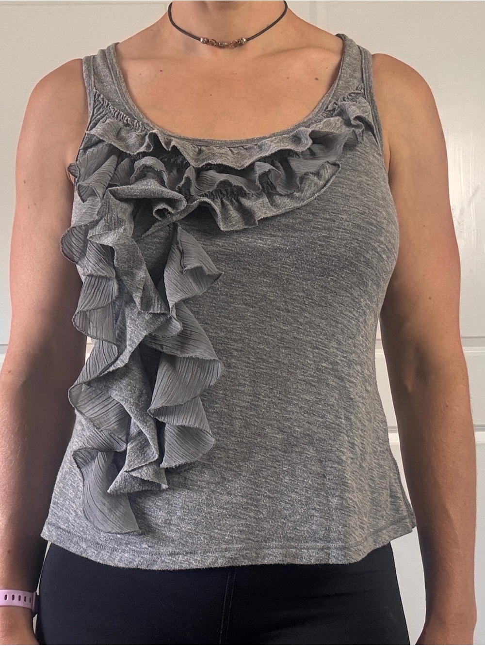 Abercrombie & Fitch Grey Ruffle Tank Top Large